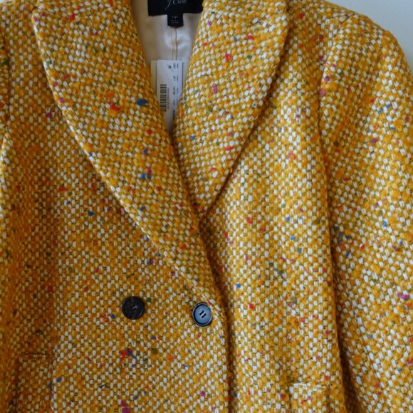 J.Crew Daphne yellow tweed coat Petite 0 0P - Picture 10 of 16